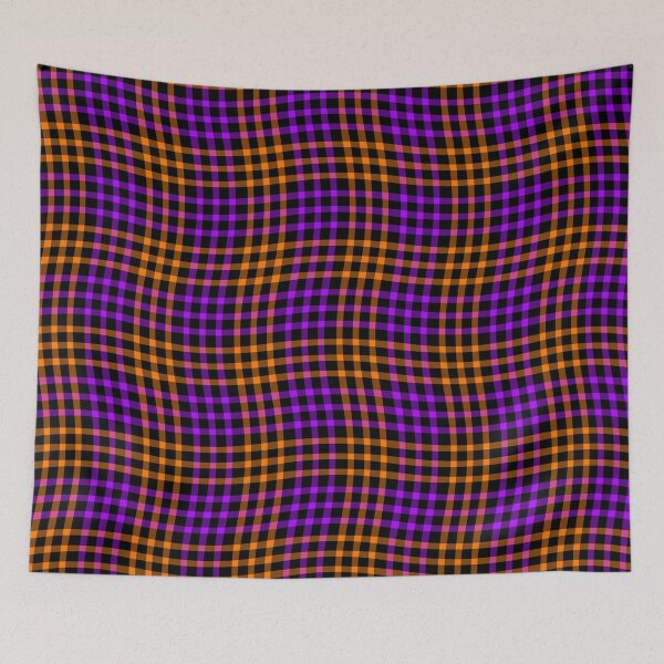 Item preview, Plaid Wavy Pattern Purple Orange Black designed and sold by ArtbyDebbieC.