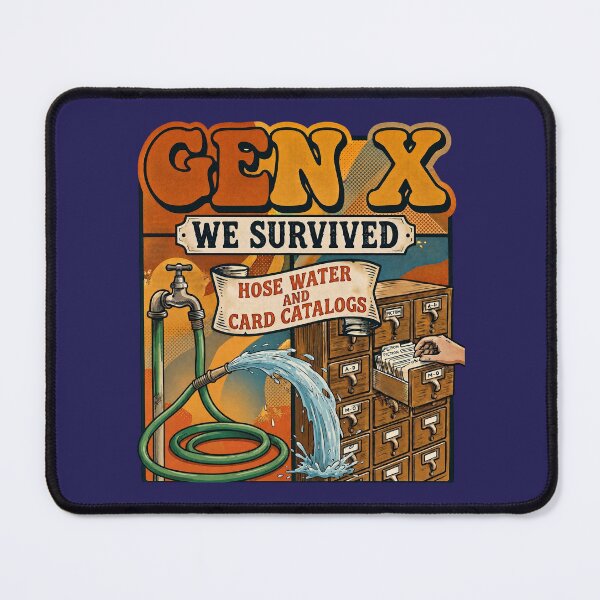 Item preview, Gen X We Survived Hose Water and Card Catalogs Vintage Retro designed and sold by FrozenFits.