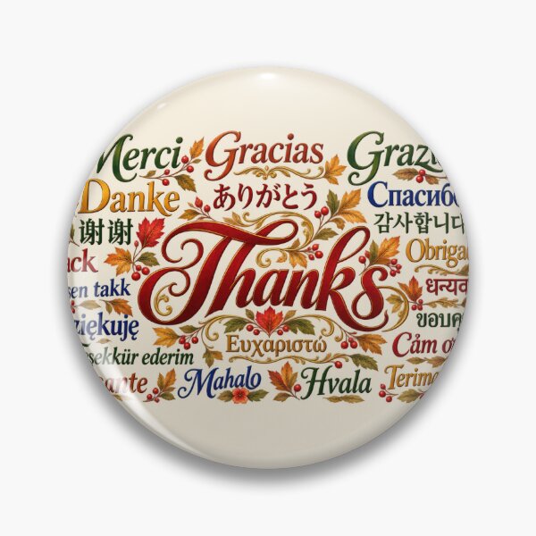 Item preview, Thanks Around the World — Multilingual Gratitude in Autumn Colors designed and sold by Novel Works Studio.