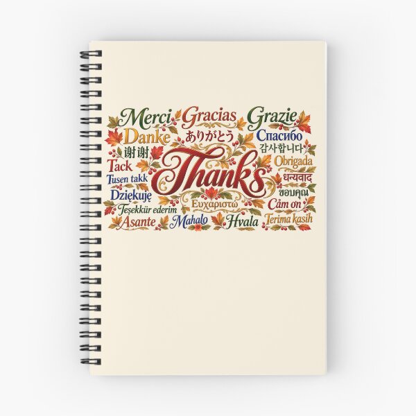 Item preview, Thanks Around the World — Multilingual Gratitude in Autumn Colors designed and sold by Novel Works Studio.
