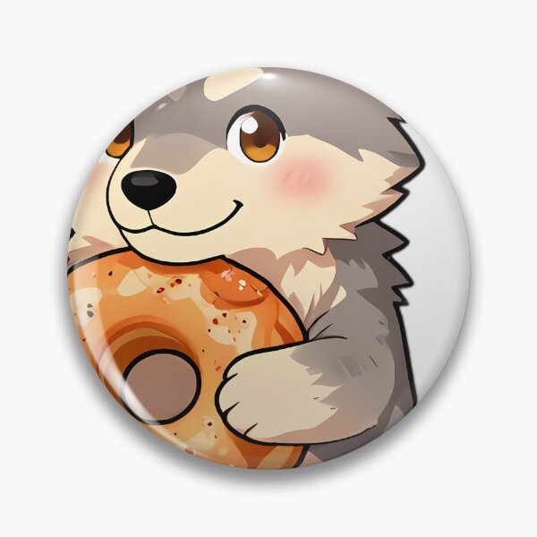 Item preview, Cute Gray Wolf Puppy Hugging Apple Cider Donut designed and sold by pumsquare.