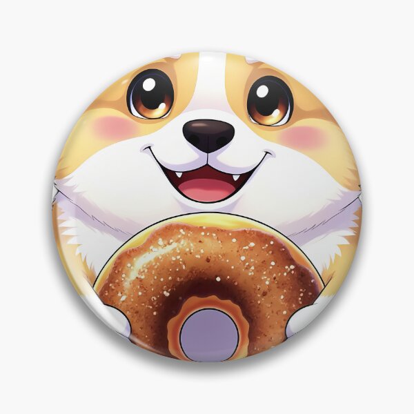 Item preview, Cute Corgi Puppy Hugging Cinnamon Spiced Cider Donut designed and sold by pumsquare.