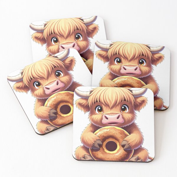 Item preview, Cute Baby Highland Cow Hugging Apple Cider Donut designed and sold by pumsquare.