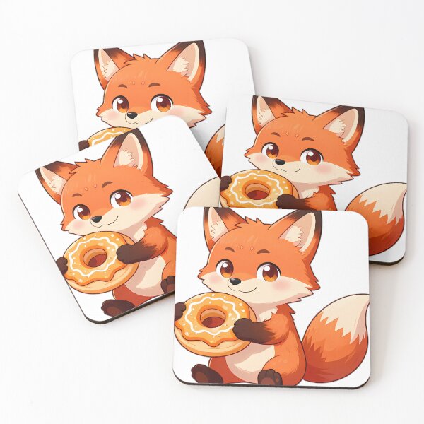 Item preview, Cute Red Fox Cub Hugging Glazed Cider Donut designed and sold by pumsquare.