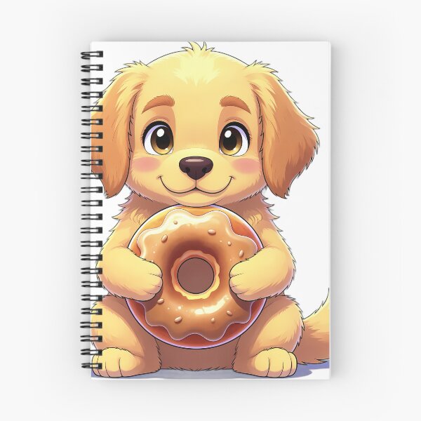 Item preview, Cute Golden Retriever Puppy Hugging Apple Cider Donut designed and sold by pumsquare.