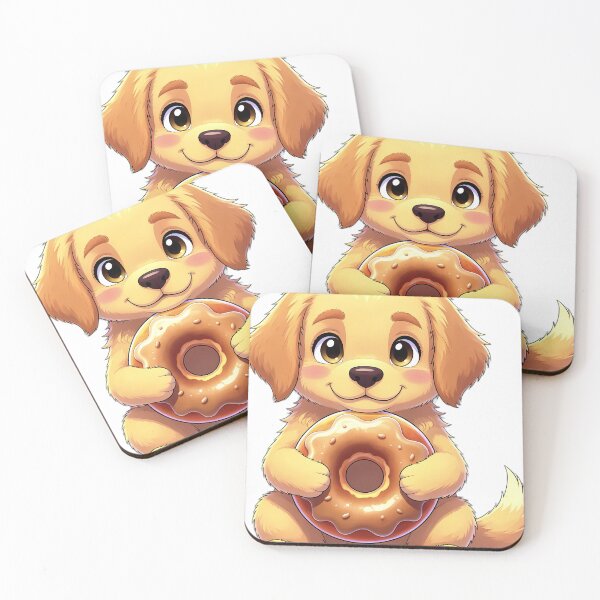 Item preview, Cute Golden Retriever Puppy Hugging Apple Cider Donut designed and sold by pumsquare.