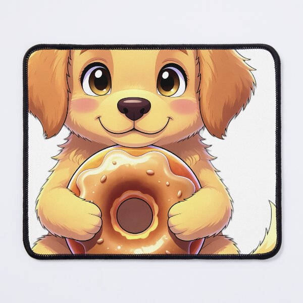 Item preview, Cute Golden Retriever Puppy Hugging Apple Cider Donut designed and sold by pumsquare.