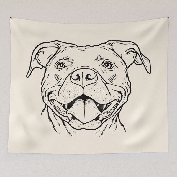 Item preview, Happy Pit Bull – Minimalist Dog Line Art designed and sold by sososweett.
