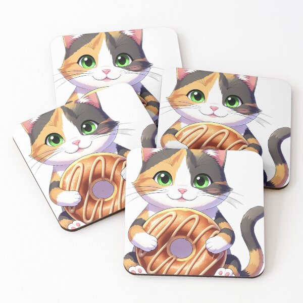 Item preview, Cute Calico Cat Hugging Glazed Apple Cider Donut designed and sold by pumsquare.