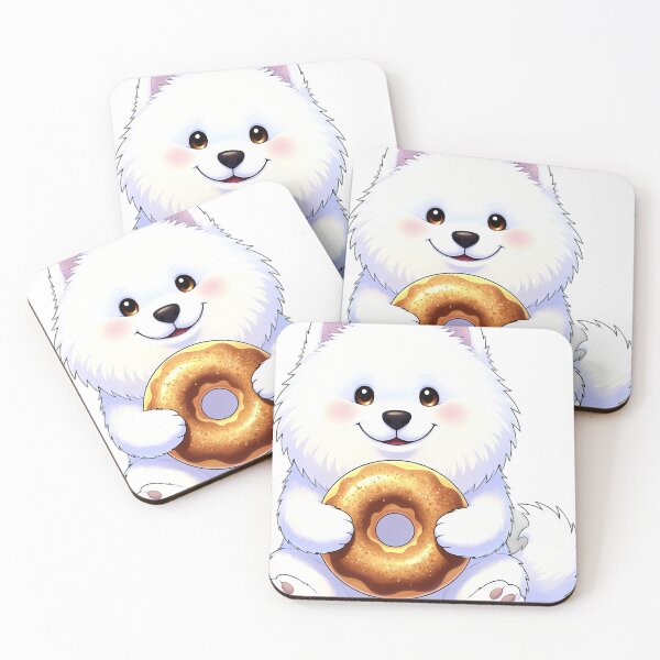 Item preview, Cute Samoyed Puppy Hugging Spiced Cider Donut designed and sold by pumsquare.