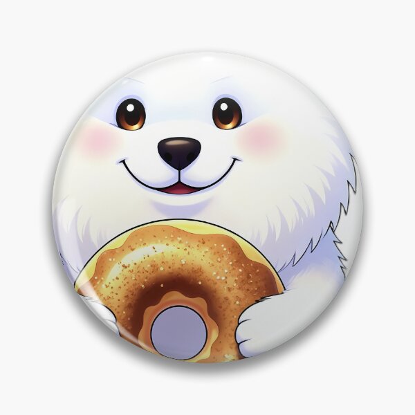 Item preview, Cute Samoyed Puppy Hugging Spiced Cider Donut designed and sold by pumsquare.