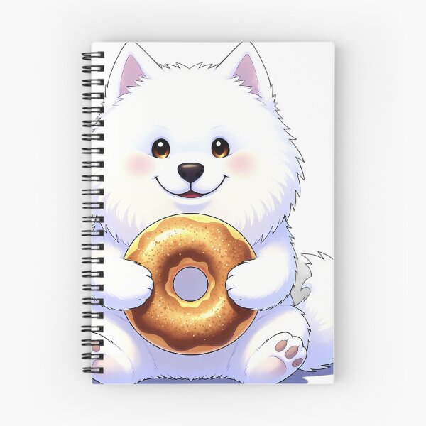 Item preview, Cute Samoyed Puppy Hugging Spiced Cider Donut designed and sold by pumsquare.