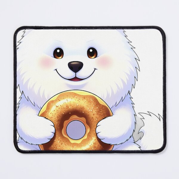 Item preview, Cute Samoyed Puppy Hugging Spiced Cider Donut designed and sold by pumsquare.