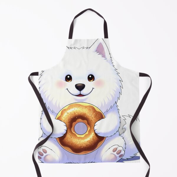 Item preview, Cute Samoyed Puppy Hugging Spiced Cider Donut designed and sold by pumsquare.