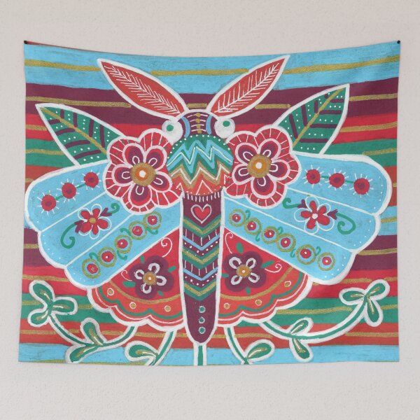Item preview,  Colorful Moth with Flowers, Colorful Stripes designed and sold by Fani*.