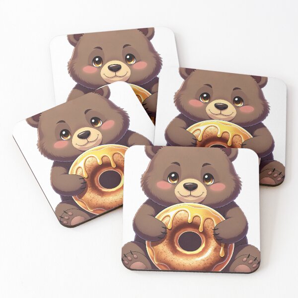 Item preview, Cute Brown Bear Cub Hugging Apple Cider Donut designed and sold by pumsquare.