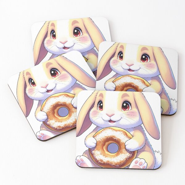 Item preview, Cute Holland Lop Bunny Hugging Apple Cider Donut designed and sold by pumsquare.