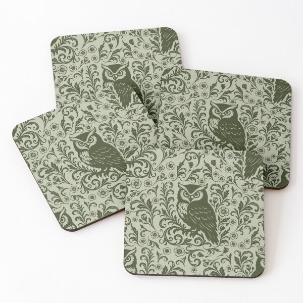 Item preview, Woodland Owl Botanical Pattern in Sage Green designed and sold by Shop On Rosebud.