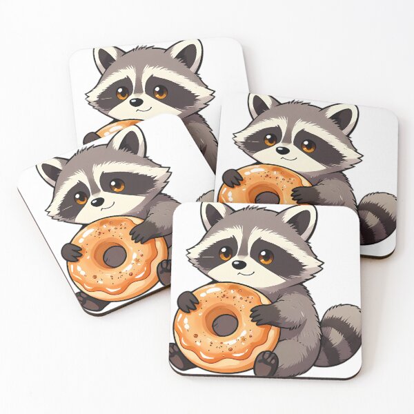 Item preview, Cute Raccoon Hugging Glazed Apple Cider Donut designed and sold by pumsquare.