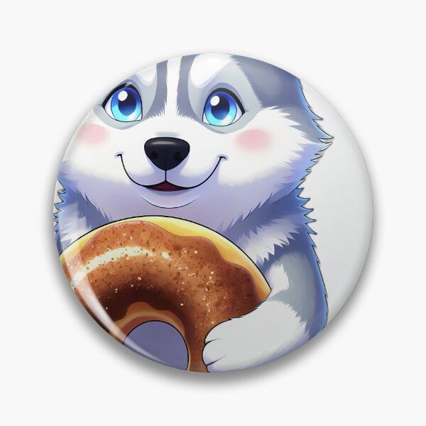 Item preview, Cute Siberian Husky Puppy Hugging Apple Cider Donut designed and sold by pumsquare.