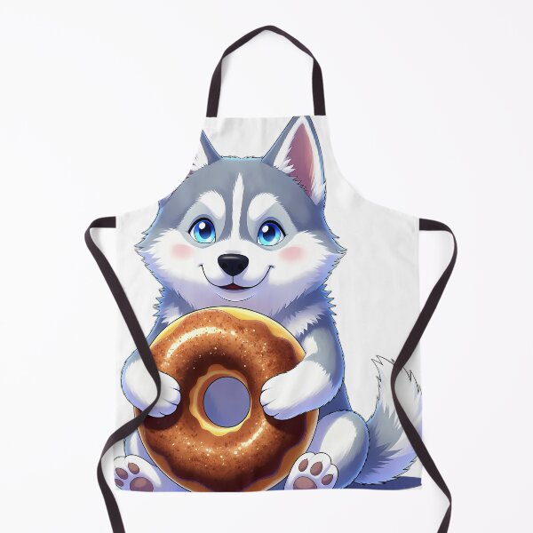 Item preview, Cute Siberian Husky Puppy Hugging Apple Cider Donut designed and sold by pumsquare.