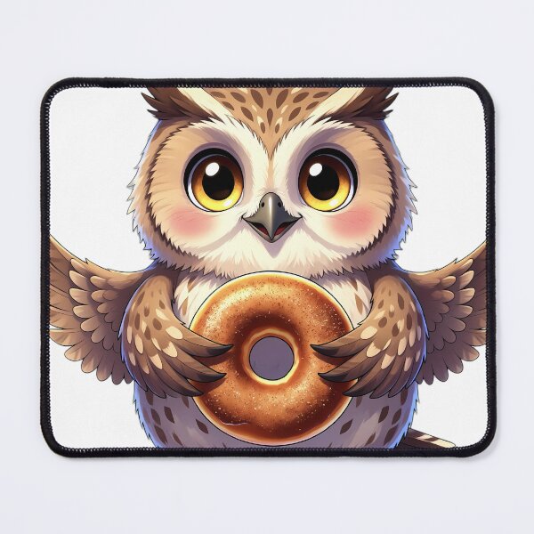 Item preview, Cute Tawny Owl Perched with Apple Cider Donut designed and sold by pumsquare.
