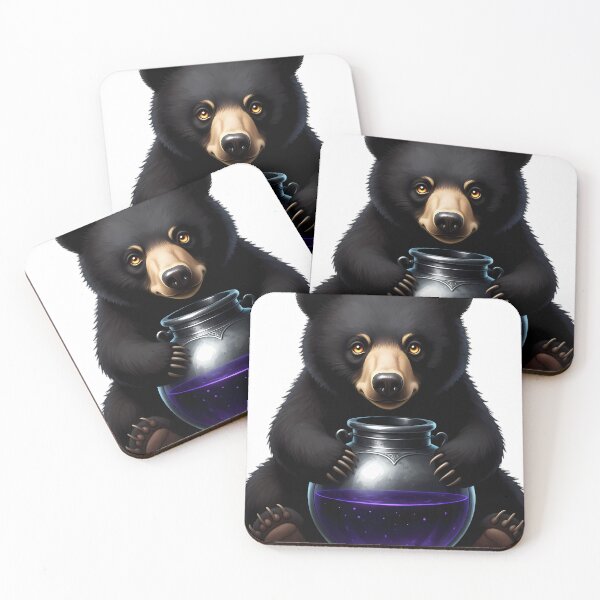 Item preview, Gothic Black Bear Cub Antique Pewter Poison Jar designed and sold by IllumeInk.
