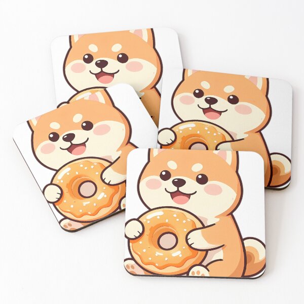 Item preview, Cute Shiba Inu Puppy Hugging Apple Cider Donut designed and sold by pumsquare.