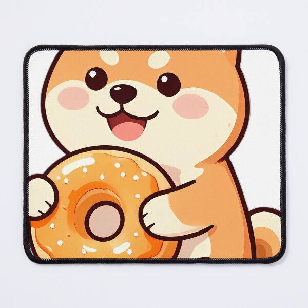 Item preview, Cute Shiba Inu Puppy Hugging Apple Cider Donut designed and sold by pumsquare.