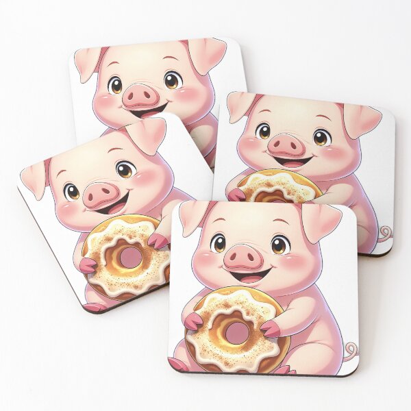 Item preview, Cute Baby Piglet Hugging Glazed Cider Donut designed and sold by pumsquare.