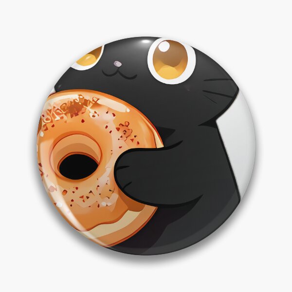 Item preview, Cute Black Cat Hugging Golden Apple Cider Donut designed and sold by pumsquare.
