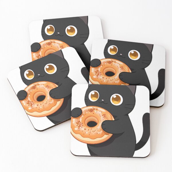Item preview, Cute Black Cat Hugging Golden Apple Cider Donut designed and sold by pumsquare.
