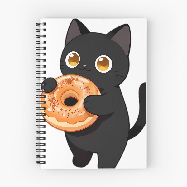 Item preview, Cute Black Cat Hugging Golden Apple Cider Donut designed and sold by pumsquare.