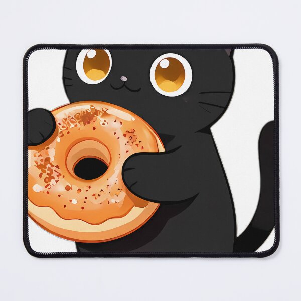 Item preview, Cute Black Cat Hugging Golden Apple Cider Donut designed and sold by pumsquare.