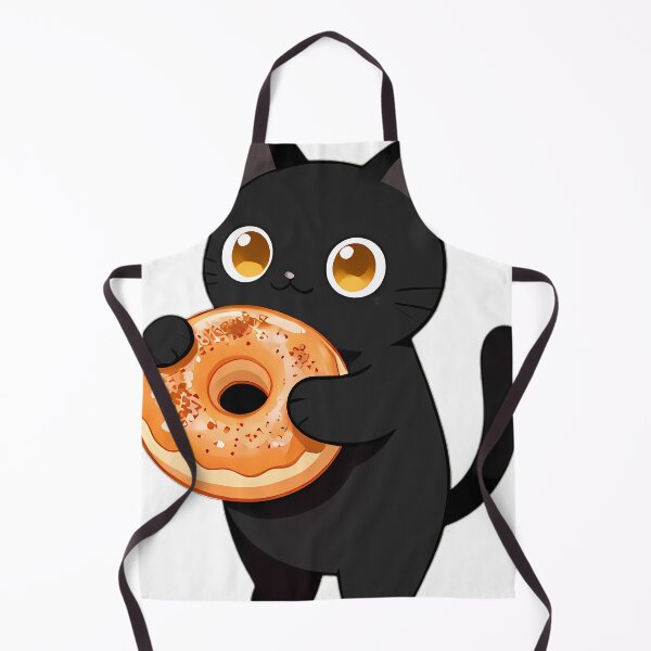 Item preview, Cute Black Cat Hugging Golden Apple Cider Donut designed and sold by pumsquare.