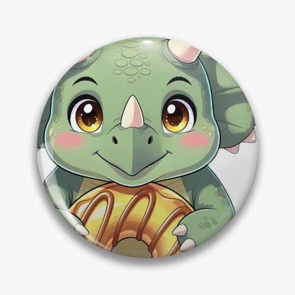 Item preview, Cute Chibi Triceratops Hugging Apple Cider Donut designed and sold by pumsquare.