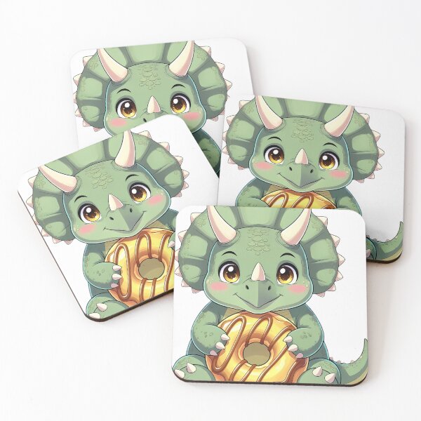Item preview, Cute Chibi Triceratops Hugging Apple Cider Donut designed and sold by pumsquare.