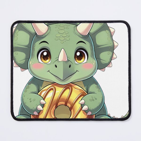 Item preview, Cute Chibi Triceratops Hugging Apple Cider Donut designed and sold by pumsquare.