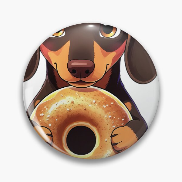 Item preview, Cute Dachshund Puppy Hugging Apple Cider Donut designed and sold by pumsquare.