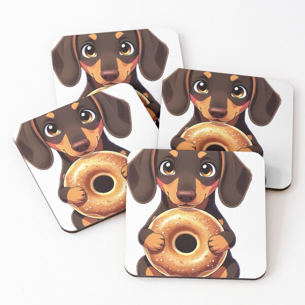 Item preview, Cute Dachshund Puppy Hugging Apple Cider Donut designed and sold by pumsquare.