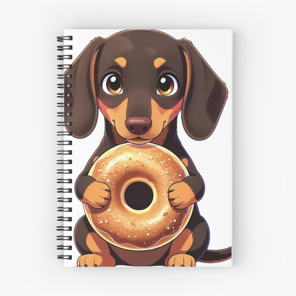 Item preview, Cute Dachshund Puppy Hugging Apple Cider Donut designed and sold by pumsquare.