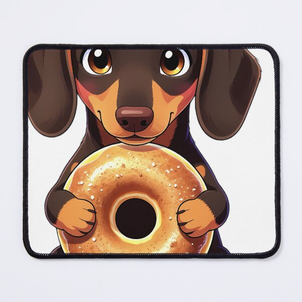 Item preview, Cute Dachshund Puppy Hugging Apple Cider Donut designed and sold by pumsquare.