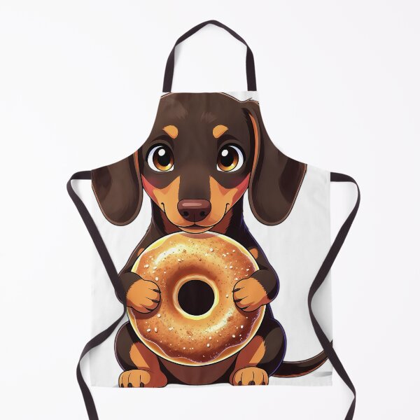 Item preview, Cute Dachshund Puppy Hugging Apple Cider Donut designed and sold by pumsquare.