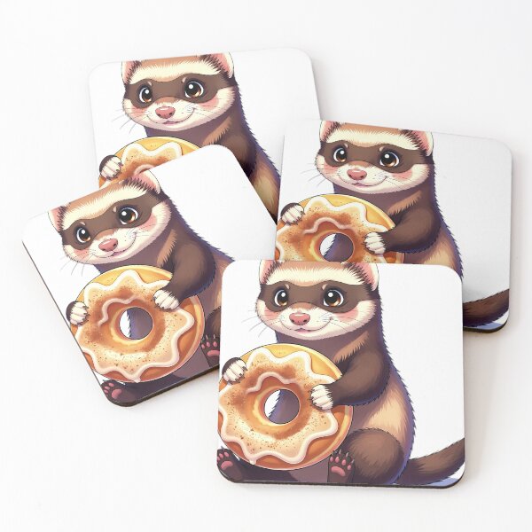 Item preview, Cute Ferret Hugging Glazed Apple Cider Donut designed and sold by pumsquare.