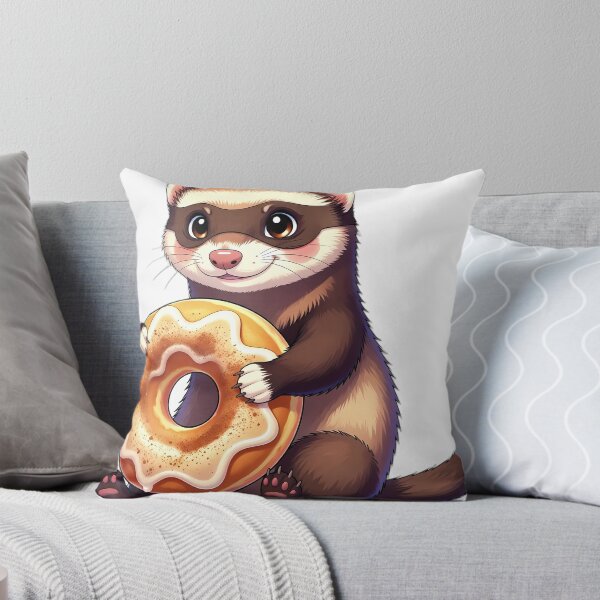 Item preview, Cute Ferret Hugging Glazed Apple Cider Donut designed and sold by pumsquare.