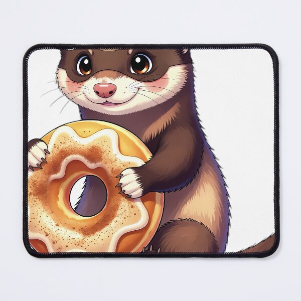 Item preview, Cute Ferret Hugging Glazed Apple Cider Donut designed and sold by pumsquare.