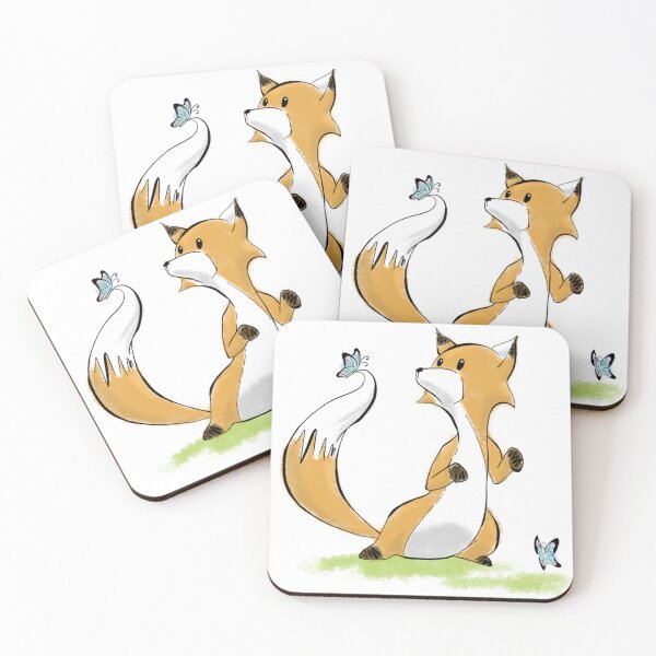 Item preview, Fox and Butterflies designed and sold by FunHappyCute.