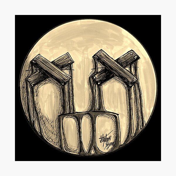 Artikelvorschau, Scar-E-Moji mit Brettaugen (Sepia-Edition) – Vintage-Horror-Emoji entworfen und verkauft von Grimmlar.