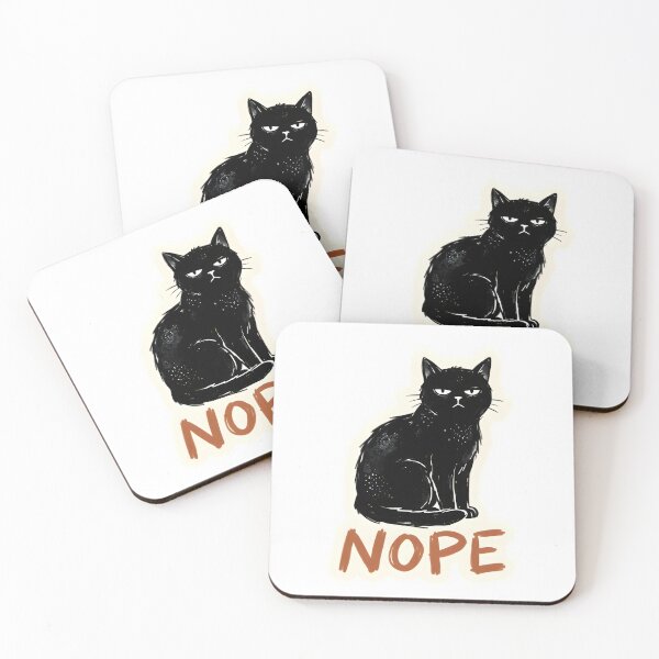 Item preview, Nope Funny Black Cat Minimalist T-Shirt Sticker designed and sold by Naviora.