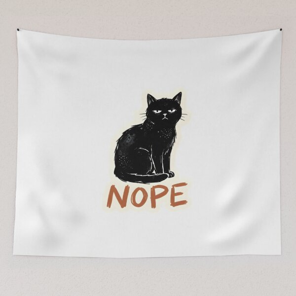Item preview, Nope Funny Black Cat Minimalist T-Shirt Sticker designed and sold by Naviora.
